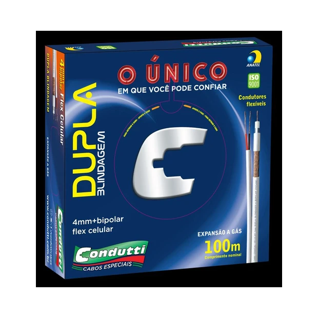Cabo coaxial Condutti 4mm com dupla blindagem e bip 2x26 na cor branca com 100 metros de comprimento - Foto 2