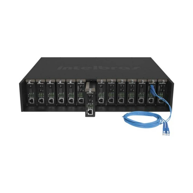 Chassi para conversor de mídia Intelbras KX 1400 R para rack 19 com fonte integrada e proteção contra surtos - Foto 2
