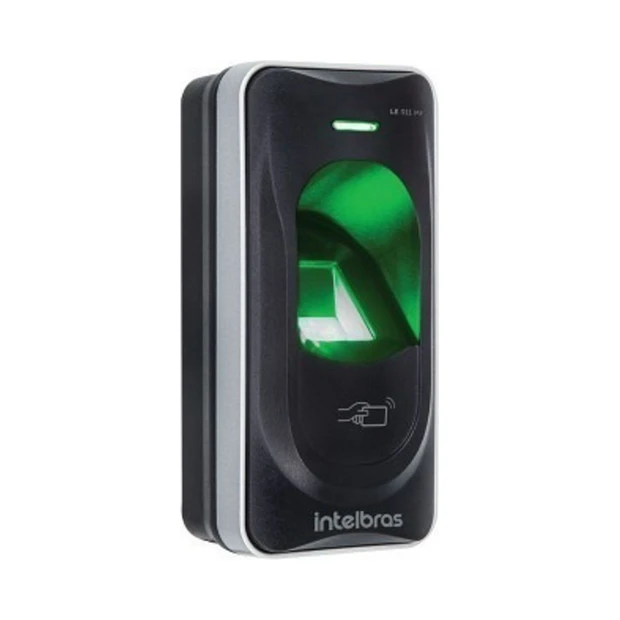 Leitor biométrico Intelbras LE 311 MF com RFID de 13,56 MHz e design moderno para controle de acesso corporativo - Foto 2
