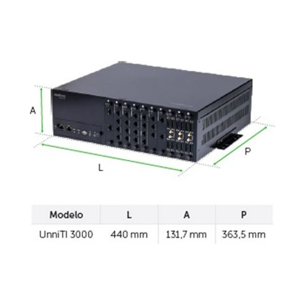 PABX Intelbras UnniTI 3000 central telefônica híbrida com gerenciador web responsivo e suporte a 24 conexões GSM - Foto 2