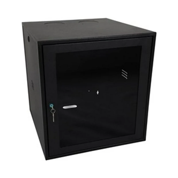 Mini rack Hepsos 12U preto com estrutura robusta e porta frontal em aço e acrílico - Foto 2