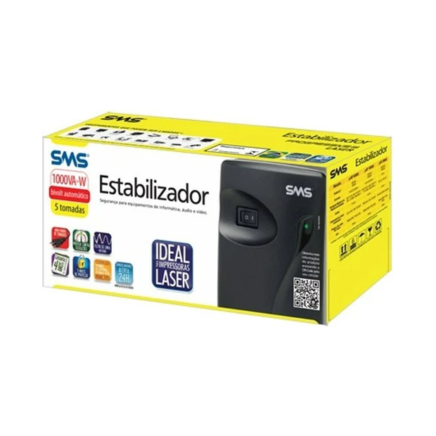 Estabilizador SMS Progressive Laser III 1000 VA bivolt automático com 5 tomadas NBR 14136 e saída de 115V - Foto 3