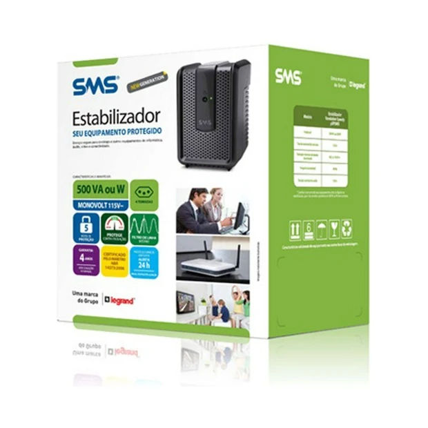 Estabilizador SMS Revolution Speedy New Generation 500 VA 115 V com 4 tomadas e plástico antichama - Foto 3