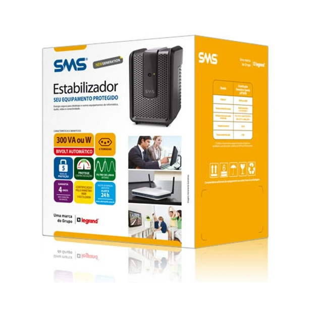 Estabilizador SMS Revolution Speedy New Generation 300 VA bivolt automático com 4 tomadas e plástico antichama - Foto 2