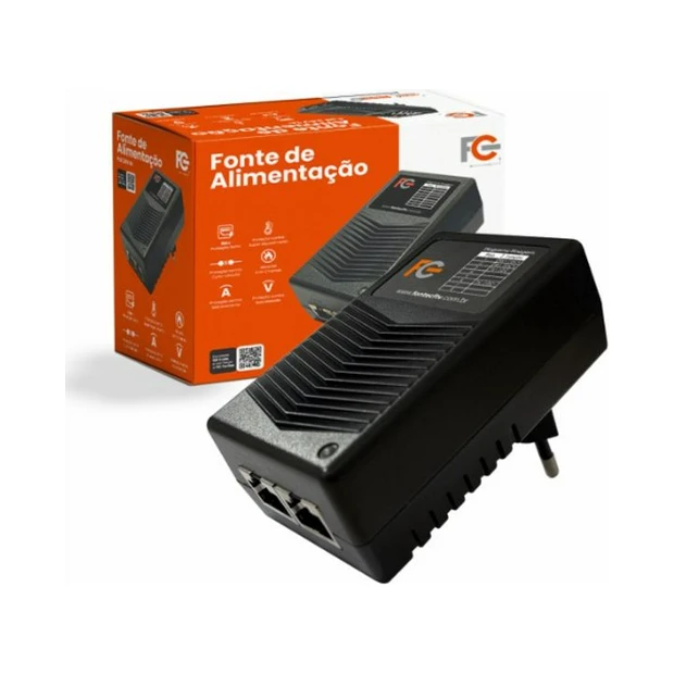 Fonte eletrônica FC PoE 48V 0,5A com duas portas RJ-45 para transmissão de dados e energia simultaneamente - Foto 3