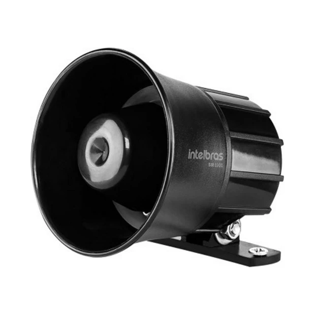 Sirene Intelbras SIR 1000 preta com potência sonora de 105 dB e base móvel para fácil fixação - Foto 2