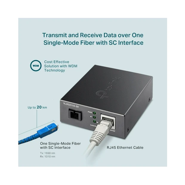 Conversor de mídia TP-LINK TL-FC311A-20 gigabit monomodo com porta RJ-45 e alcance de 20 km - Foto 7