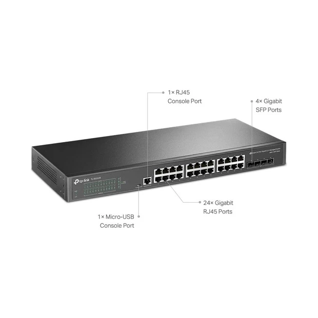 Switch gerenciável TP-LINK TL-SG3428 com 24 portas gigabit RJ45 e 4 slots SFP para redes escaláveis - Foto 2