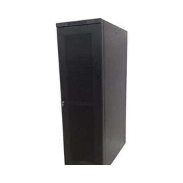 Rack de piso HEPSO 28U desmontado preto com porta frontal perfurada e design para organização de equipamentos de telecomunicações - Foto 3