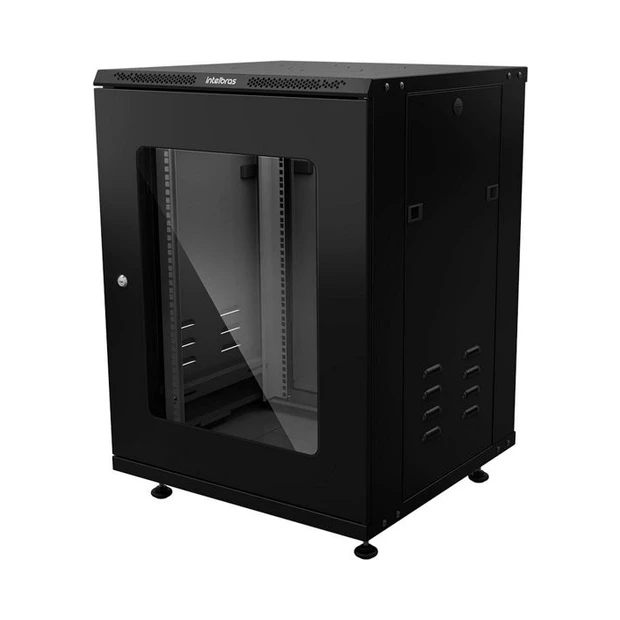 Rack de piso desmontável Intelbras 16U preto com profundidade de 570 mm e abertura para ventilação - Foto 2
