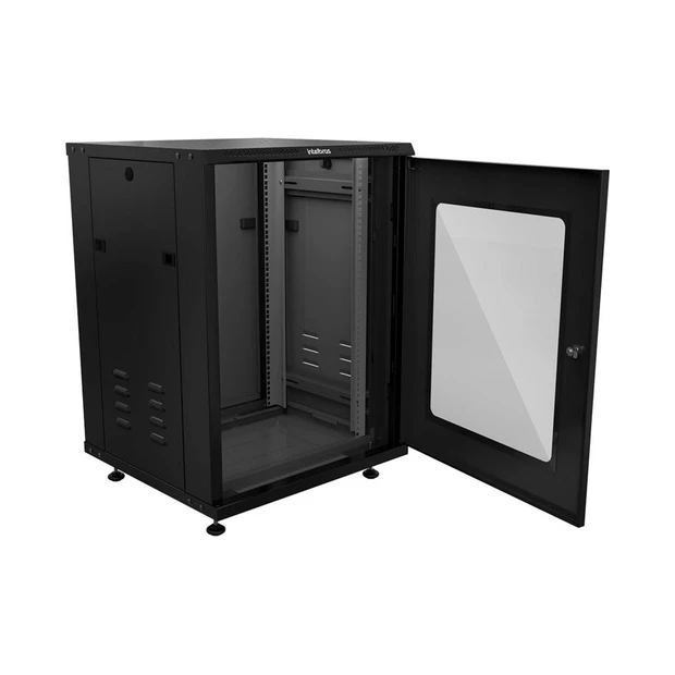 Rack de piso desmontável Intelbras 16U preto com profundidade de 570 mm e abertura para ventilação - Foto 3