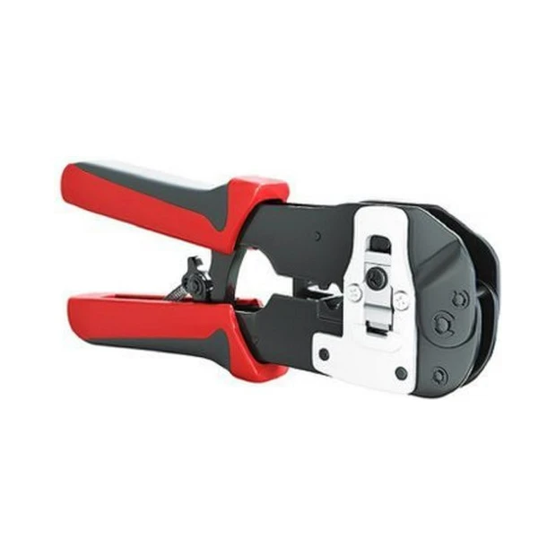 Alicate de crimpagem Sohoplus RJ-45 vermelho com sistema de catraca e lâminas de corte extras - Foto 2