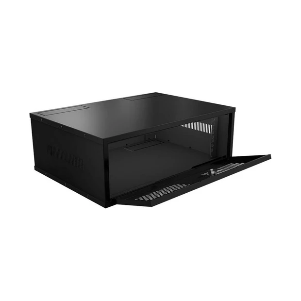 Mini rack Intelbras 03U 370mm montado preto com porta frontal removível e venezianas laterais para ventilação - Foto 3