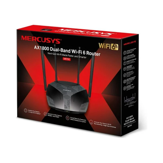 Roteador wireless Mercusys MR70X dual band Wi-Fi 6 AX1800 com quatro antenas e suporte a múltiplos dispositivos - Foto 3