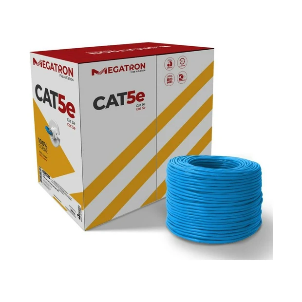 Cabo LAN Megatron Cat 5e U/UTP azul com 305 metros e revestimento retardante à chama - Foto 2