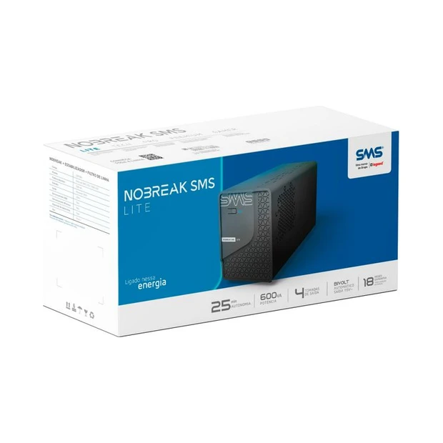 Nobreak SMS LITE 600 VA 115V com bateria interna de 12VDC e proteção contra sobreaquecimento - Foto 3