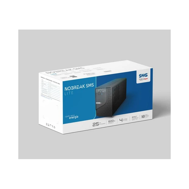 Nobreak SMS Lite 600 VA bivolt automático com estabilizador interno e filtro de linha para proteção de equipamentos - Foto 4