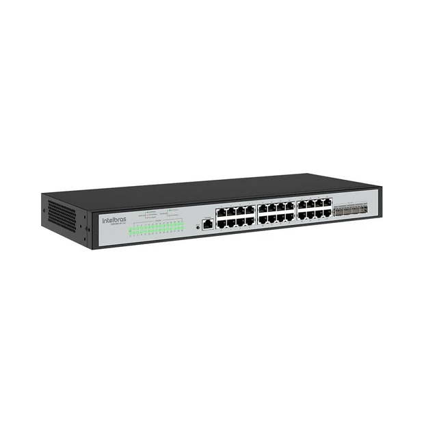 Switch gerenciável Intelbras S3028G-B Lite com 24 portas Gigabit Ethernet e 4 portas SFP+ para redes de alta velocidade - Foto 2
