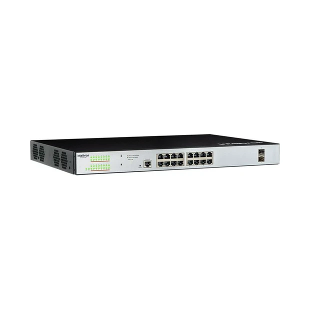 Switch gerenciável Intelbras SG 1602 PoE Max com 16 portas gigabit PoE e 2 portas SFP para redes empresariais - Foto 2