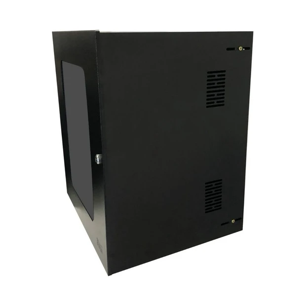 Mini rack MAX ELETRON 12U x 400mm preto em aço soldado com portas de acrílico e ventilação - Foto 2