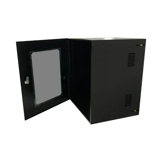 Mini rack MAX ELETRON 12U x 400mm preto em aço soldado com portas de acrílico e ventilação - Foto 3