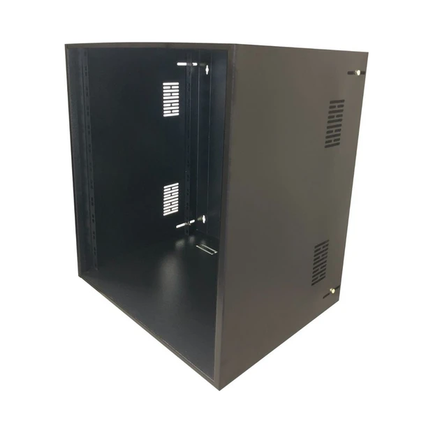 Mini rack MAX ELETRON 12U x 400mm preto em aço soldado com portas de acrílico e ventilação - Foto 4