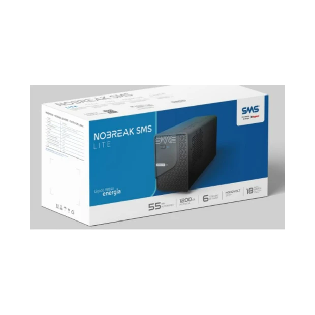 Nobreak STS LITE 1200 VA 220V com duas baterias internas e gabinete plástico anti-chama para proteção de equipamentos - Foto 3