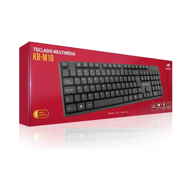 Teclado padrão ABNT2 C3Tech KB-M10BK USB multimídia com 12 teclas de atalho e sistema anti-respingo - Foto 4