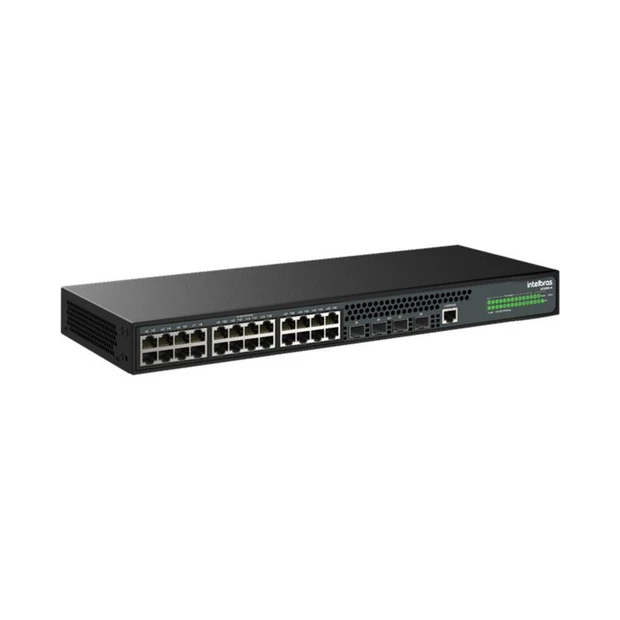 Switch gerenciável Intelbras S2328G-A com 24 portas Gigabit Ethernet e 4 portas SFP para redes híbridas - Foto 2