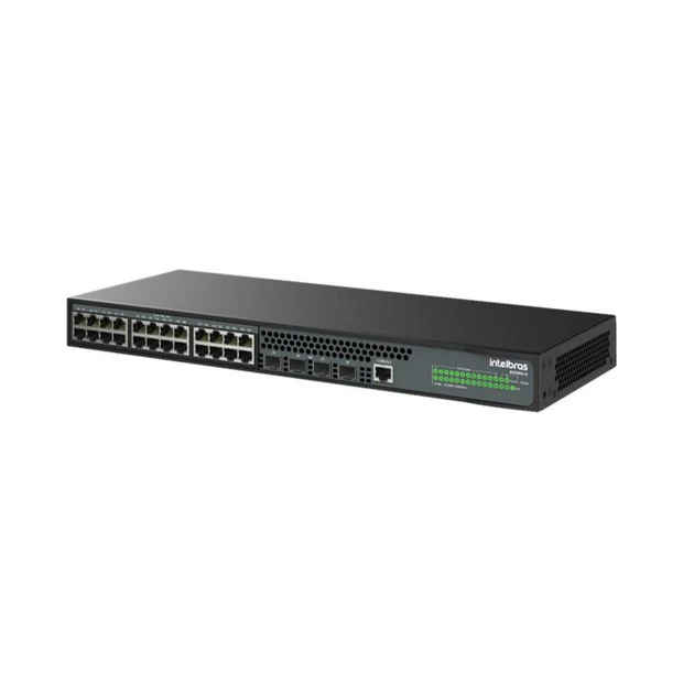 Switch gerenciável Intelbras S2328G-A com 24 portas Gigabit Ethernet e 4 portas SFP para redes híbridas - Foto 3