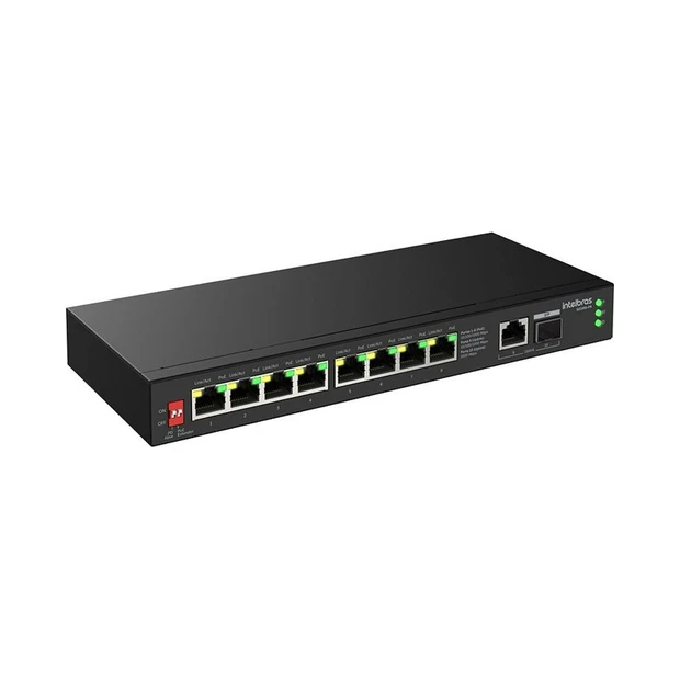 Switch Intelbras S1110G-PA 10 portas Gigabit Ethernet com 8 portas PoE e 2 Uplink para pequenas e médias aplicações - Foto 2