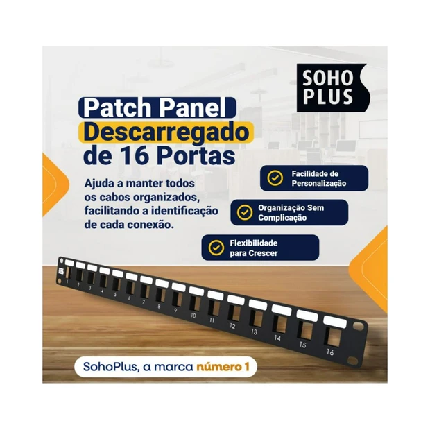 Patch panel descarregado Furukawa 16 posições com acabamento em pintura epóxi preta para ambientes internos - Foto 2