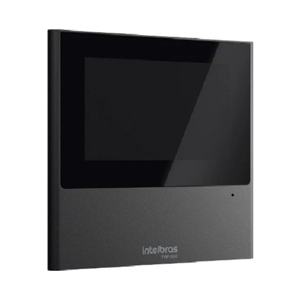 Terminal interno de vídeo porteiro Intelbras TVIP 2210 preto com design moderno e suporte a chamadas VoIP - Foto 2