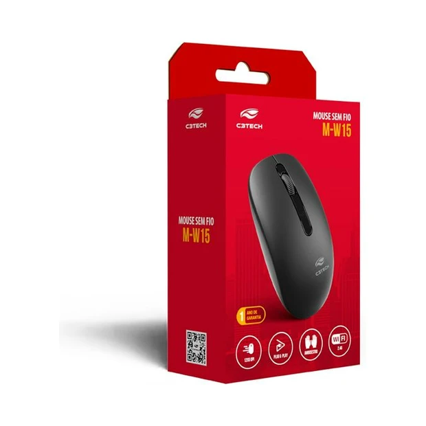 MOUSE ÓPTICO SEM FIO 2.4GHZ M-W15BK PRETO C3TECH - Foto 2