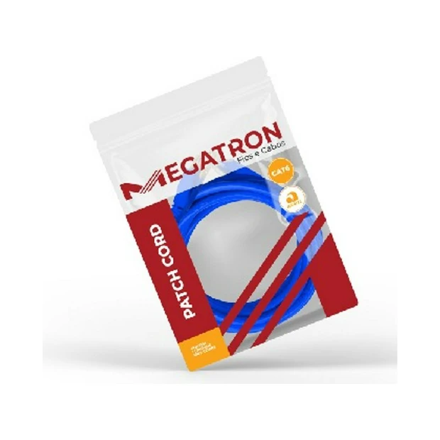 Patch cord MEGATRON Cat6 U/UTP azul de 0,5 m para conexões de rede rápidas e estáveis - Foto 2
