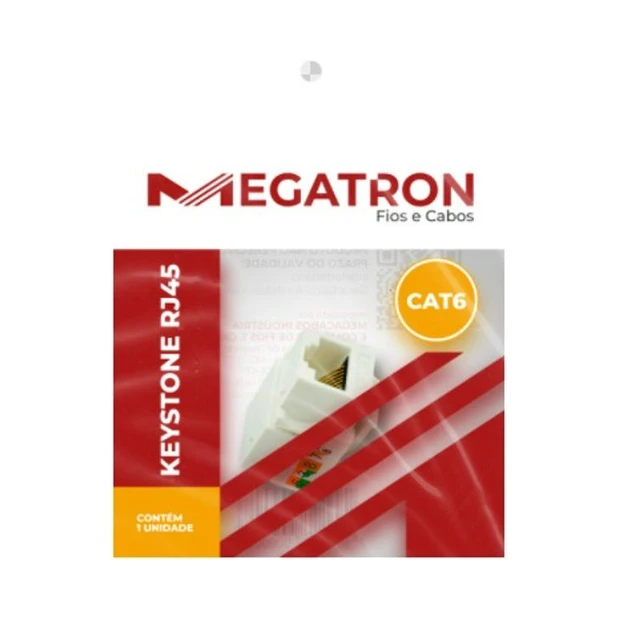 Conector fêmea Keystone CAT6 Megatron branco com estrutura antichamas e terminais banhados a ouro - Foto 3