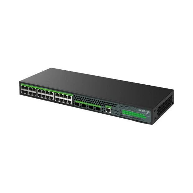 Switch gerenciável Intelbras S3328G-B com 24 portas Gigabit Ethernet e 4 portas SFP+ para redes de alta performance - Foto 2