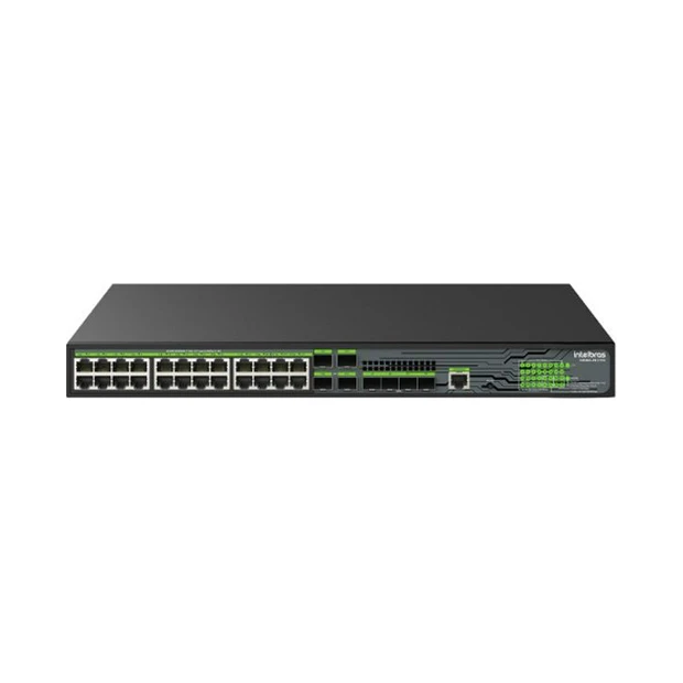 Switch Intelbras S3328G-PB 24 portas Gigabit Ethernet PoE e 4 portas SFP+ com 370W de potência - Foto 2