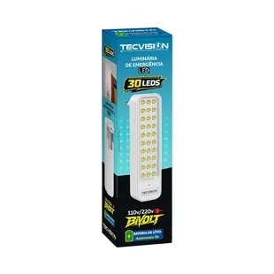 Luminária de emergência Tecvision EL2022 com 30 LEDs bivolt e bateria de lítio para até 6 horas de autonomia