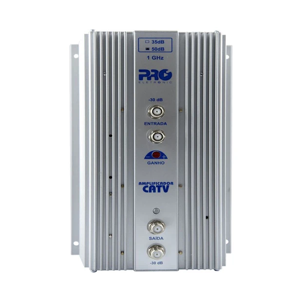 Amplificador de potência TV VHF/CATV/UHF Proeletronic PQAP-7500 com ganho de 50 dB e chassi de alumínio - Foto 2