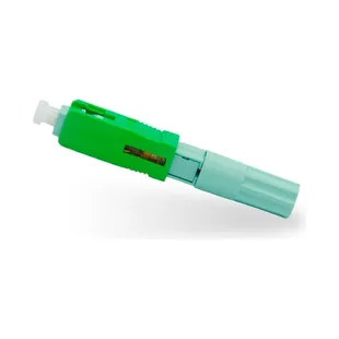 Conector óptico SC/APC verde Bluecom para redes Single Mode com 100 unidades e compatibilidade com cabos Mini Flat DROP