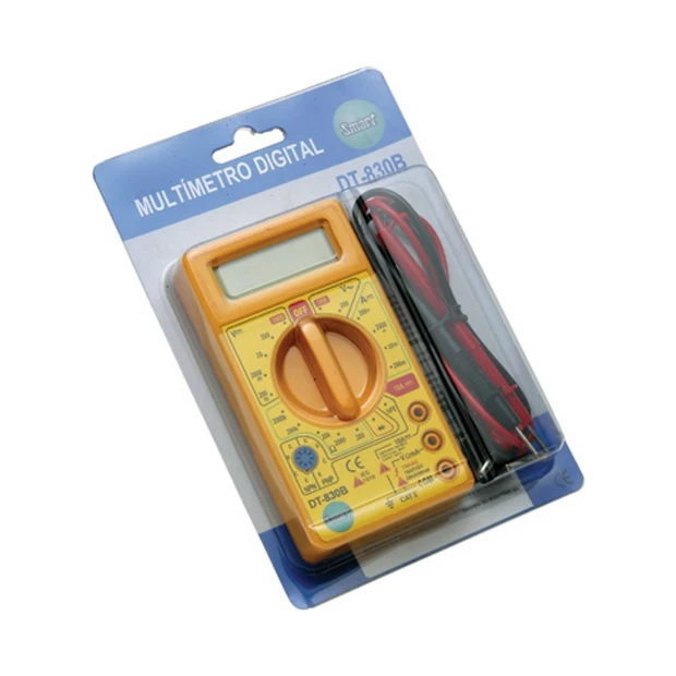 Multímetro digital Secon DT-830 amarelo com display LCD de 3 dígitos para medições de tensão e corrente - Foto 2